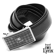 Lynx - 美國山貓雅爵格紋真皮自動扣皮帶黑