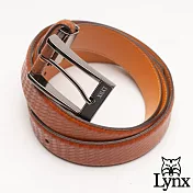 Lynx - 美國山貓編織壓紋男士真皮穿針式皮帶-共2色棕色