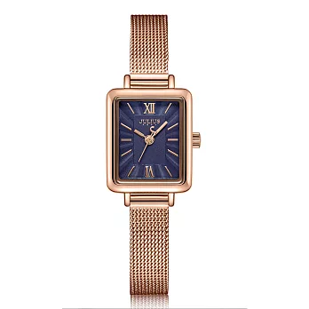 JULIUS聚利時 時光旅程復古米蘭錶帶腕錶-五色/18.5X22.5玫瑰金X深藍