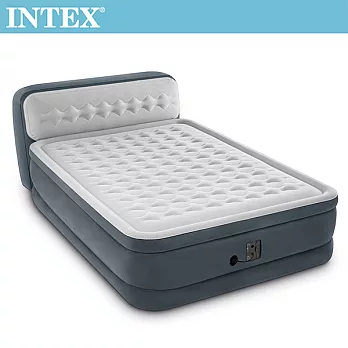【INTEX】豪華菱紋雙人加大充氣床-床頭檔片設計(內建電動幫浦)fiber-tech(64447)