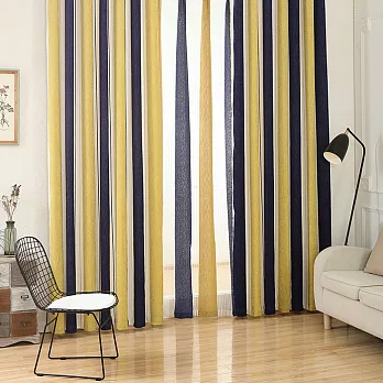 【巴芙洛】現代北歐風格雪尼爾條紋窗簾-300x210CM黃藍條紋