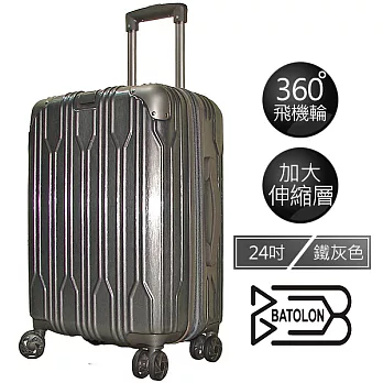 璀璨之星系列 ABS+PC 金屬紋 拉鍊 行李箱 2233-24HG 24吋 鐵灰色