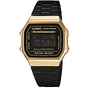 【CASIO】復古方形數位電子不鏽鋼腕錶 (A-168WEGB-1B)