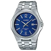 【CASIO】超簡約蛇紋錶面不鏽鋼腕錶-藍面(MTP-E158D-2A)