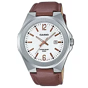 【CASIO】超簡約蛇紋錶面皮質腕錶-白面(MTP-E158L-7A)