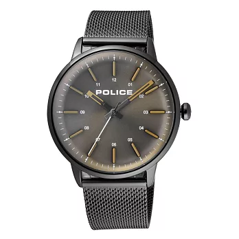 POLICE簡約高峰時尚米蘭腕錶-銀灰