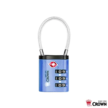 【CROWN 皇冠】TSA 密碼纜線海關鎖 兩色可選藍色