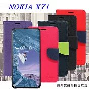 諾基亞 Nokia X71 經典書本雙色磁釦側翻可站立皮套 手機殼 側掀皮套藍色