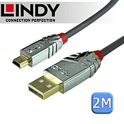 LINDY 林帝CROMO 鉻系列 USB2.0 Type-A/公 to Mini-B/公 傳輸線 2m (36632)