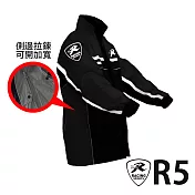天德牌 R5多功能兩件式護足型風雨衣 (上衣輕薄 側開背包版)2XL黑色