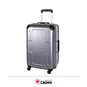 【CROWN 皇冠】24吋 十字鋁框登機箱 行李箱(多色任選/TSA海關鎖)- 銀色