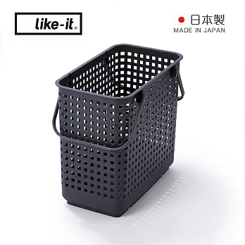 【日本like-it】日製可堆疊加高洗衣隙縫籃-L  -深灰