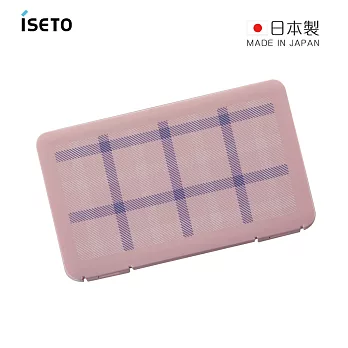 【日本ISETO】日製隨身口罩收納盒-2入- 格子粉