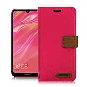 Xmart for 華為 HUAWEI Y7 Pro 2019 度假浪漫風支架皮套桃