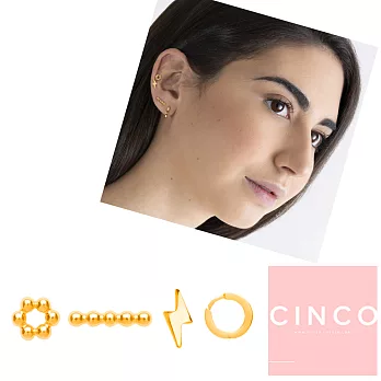 CINCO 葡萄牙精品 L’ensemble Earrings Set 925純銀鑲 24K金耳環 精選4件組