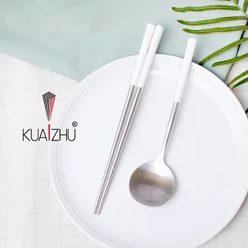 【KUAI ZHU】台箸不銹鋼餐具組-花瓣系列2組 淨白