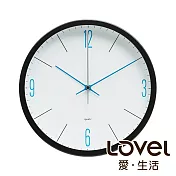 Lovel 25cm潔淨藍白膠框靜音時鐘 - 共3色黑