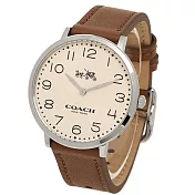 COACH 薄型真皮錶帶石英指針錶-駝色（現貨＋預購）駝色