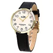 COACH 薄型真皮錶帶石英指針錶-黑色（現貨＋預購）黑色