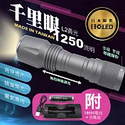 【JP嚴選-捷仕特】特惠組-千里眼 L2(暖白光) 自由調焦 1250流明 超強亮度 手電筒