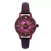 MEIBIN美賓 M0002M 與花共舞璀璨水鑽淑女皮帶腕錶- 紫色