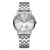 JULIUS聚利時 盛夏光年質感不鏽鋼錶帶腕錶-五色/37mm銀色