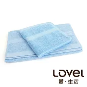 Lovel 嚴選六星級飯店素色純棉毛巾/方巾2件組(共5色)蔚藍