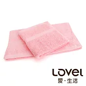 Lovel 嚴選六星級飯店素色純棉毛巾/方巾2件組(共5色)玫粉