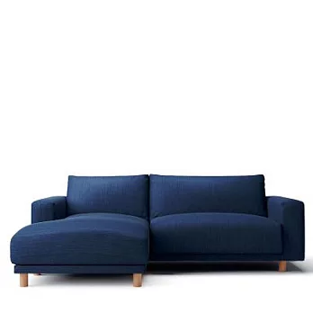 [MUJI無印良品]羽毛獨立筒沙發套/3人座/躺椅型(右)/ 棉丹寧/藍色