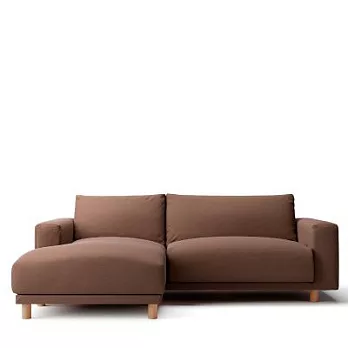 [MUJI無印良品]羽毛獨立筒沙發套/3人座/躺椅型(右)/ 棉麻平織/棕色
