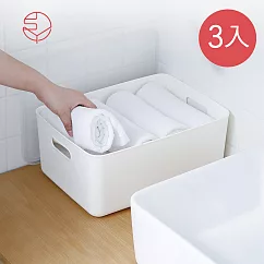 【日本霜山】無印風霧面附蓋把手收納盒─M─3入