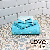Lovel 專利咖啡紗除臭抗UV圓點3件組(浴巾/毛巾/方巾)-藍色