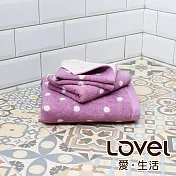 Lovel 專利咖啡紗除臭抗UV圓點3件組(浴巾/毛巾/方巾)-紫色