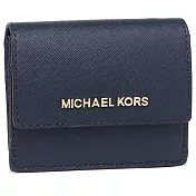 MICHAEL KORS 簡約皮革扣式零錢包-深藍（現貨+預購）深藍