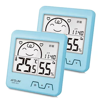 【Dr.AV】日式超大螢幕溫濕度計(GM-851)藍-2入