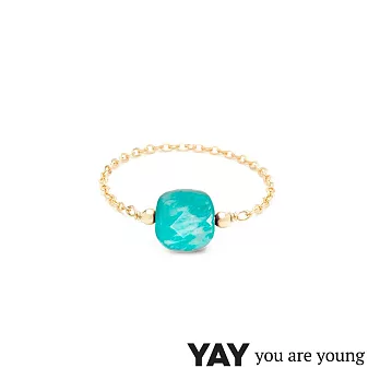 YAY You Are Young 法國品牌 Riviera 土耳其藍孔雀石鍊戒 金色經典款 蔚藍海岸S號