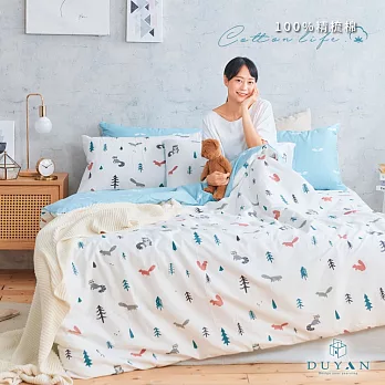 《DUYAN 竹漾》台灣製 100%精梳棉單人床包二件組-松鼠之森