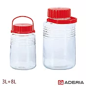 【ADERIA】日本進口手提式醃漬/梅酒瓶8L附進口手提式玻璃瓶3L