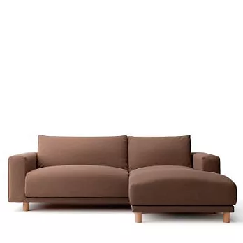 [MUJI無印良品]羽毛獨立筒沙發套/3人座/躺椅型(左)/ 棉麻平織/棕色