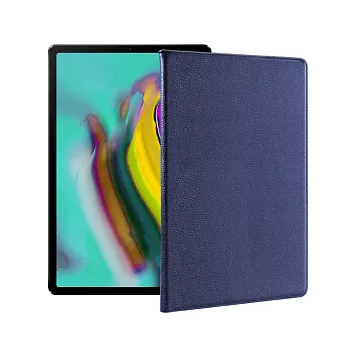 For 三星 Samsung Galaxy Tab S5e T720 10.5吋 品味皮革紋皮套藍
