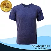 涼感吸排圓領短衫-藍色M藍