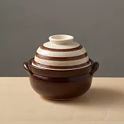 有種創意-日本萬古燒-兩用蓋碗土鍋-咖啡條紋(1.1L)