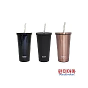 【韓國WonderMama】316不鏽鋼保溫保冷吸管杯-消光黑