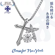 正版日本原裝【Crossfor New York】項鍊【Double Cross雙十字架】純銀懸浮閃動項鍊 -白金色