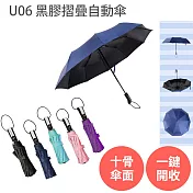 U06【十骨 黑膠 摺疊 自動傘】 晴雨兩用 多色可選紫