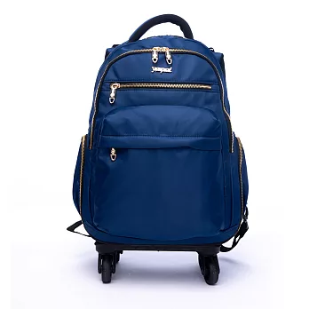 DF Queenin流行 - 商務洽公16吋旅行多功能防潑水拉桿登機行李包-共3色藍色
