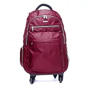 DF Queenin流行 - 商務洽公18吋旅行多功能防潑水拉桿登機行李包-共3色酒紅色