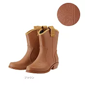 日本製【Charming】時尚造型 個性馬靴雨鞋 800 L 淺咖啡色