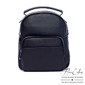Flor Eden - 韓版氣質學院風真皮3WAYS手提肩背後背包-共2色黑色