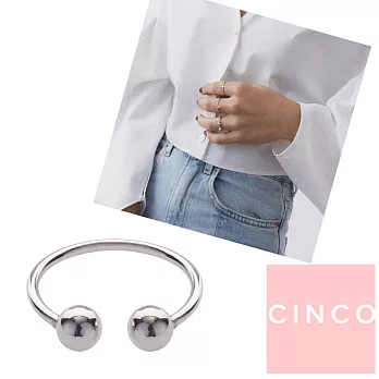 CINCO 葡萄牙精品 Hit ring 925純銀戒指 雙圓球C型戒指 可調式